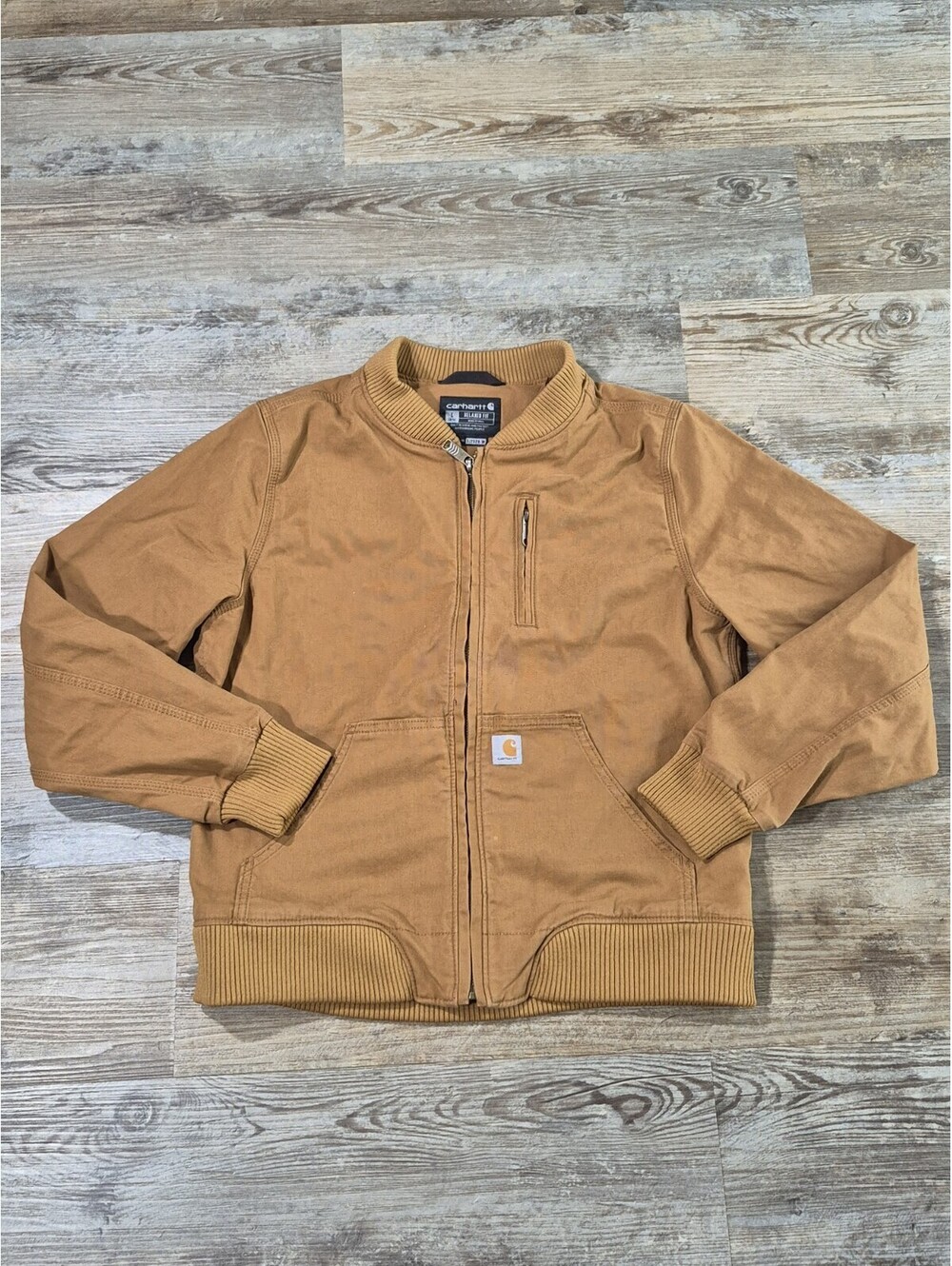 Carhartt Bomber Jacket Youth Large 12-14 Brown Rugged Flex Relaxed Fit Girls
